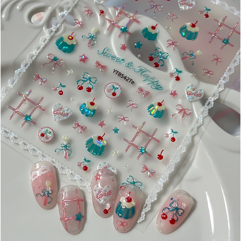 Nail Art Red Cherry - 1Pç Adesivos de Unha de Cereja