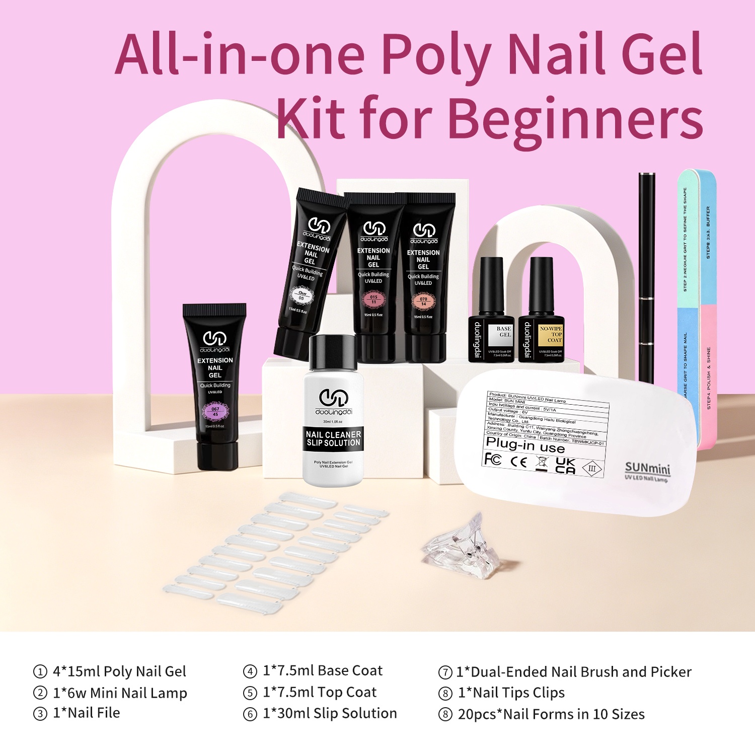 Polygel Nail Kit - Kit de Extensão de Unhas em