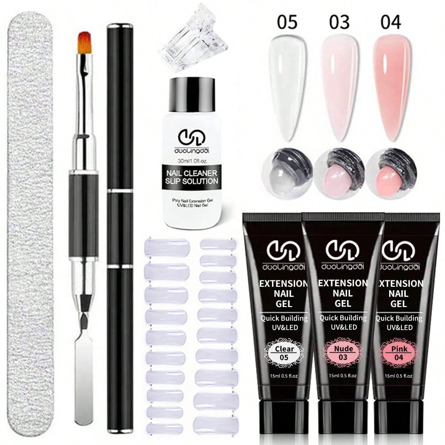 Polygel Nail Kit - 8 Pçs/set Poly Extensão Gel Conjunto