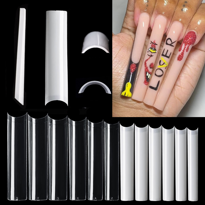 Nail Art Xxl - 500 pçs longo quadrado sem curva