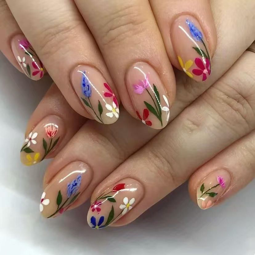 Nail Art Press On - 24 pçs simples amêndoa unhas dicas