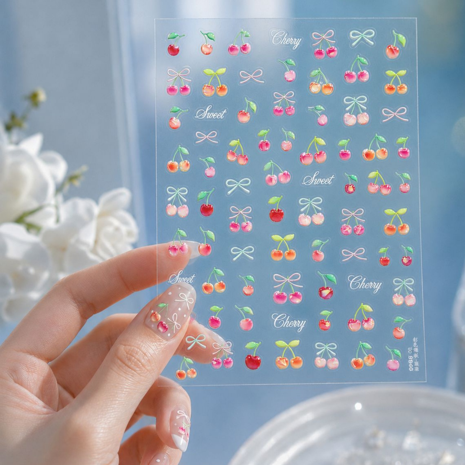 Nail Art Red Cherry - Adesivos de Unha 5D Jelly Fofos: