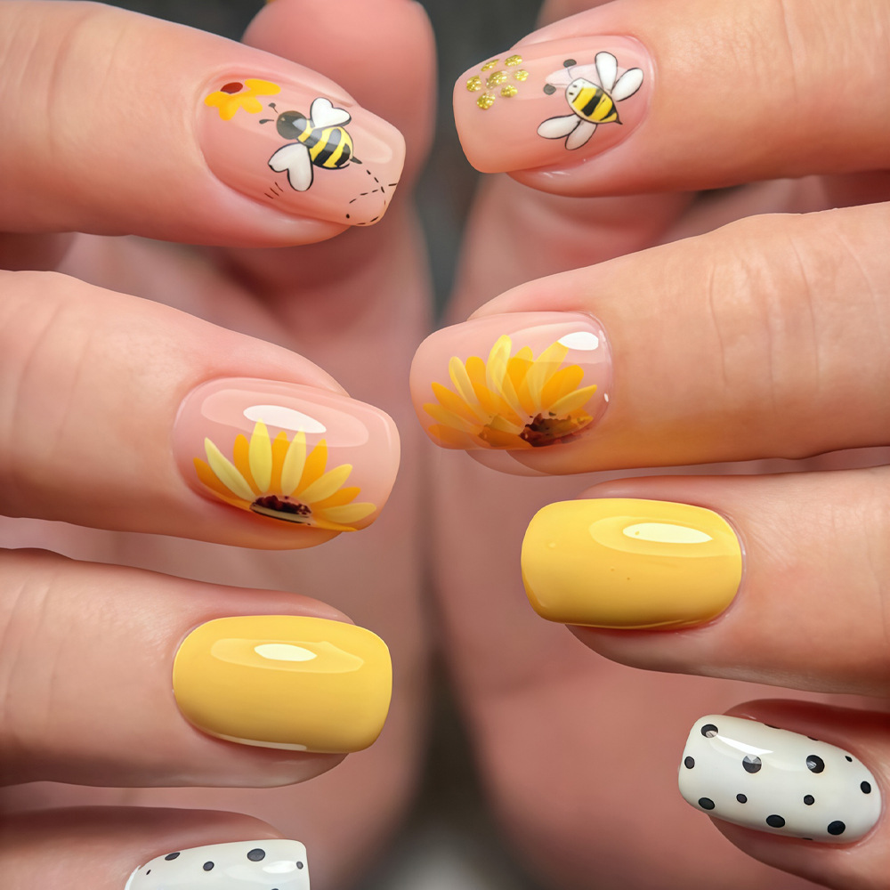 Nail Art Design - Unhas postiças curtas quadradas para mulheres