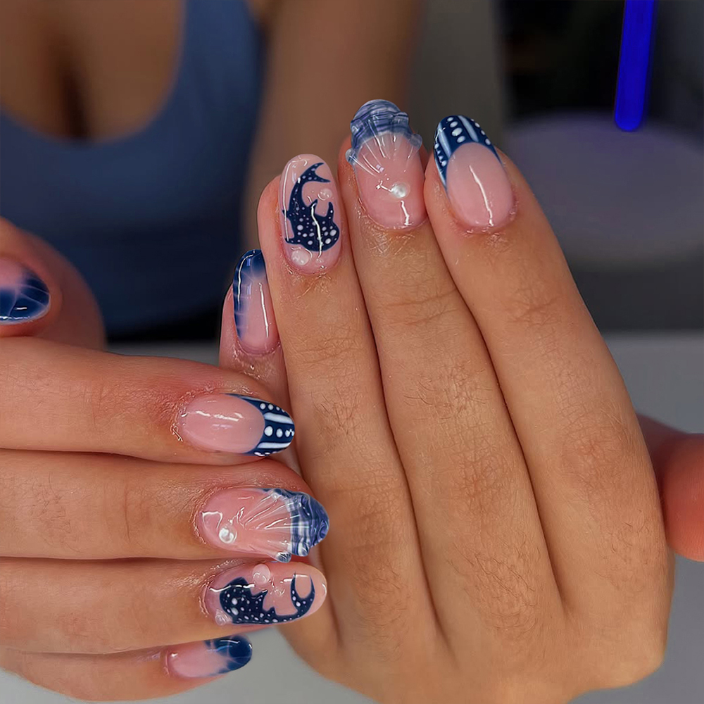 Nail Art Press On - 24 peças de unhas de gel