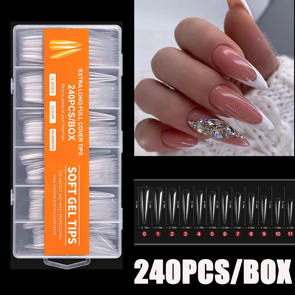 Nail Art Xxl - 240 Peças/Caixa Unhas Postiças de Acrílico