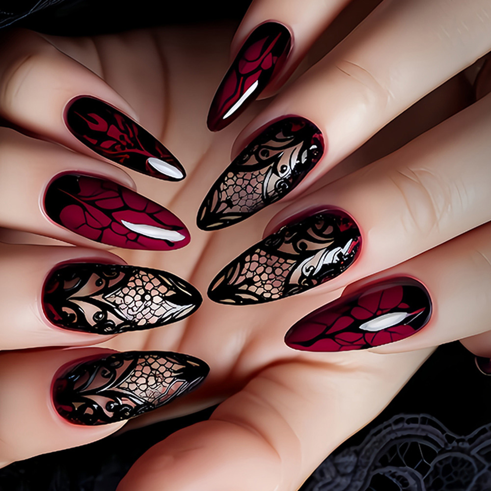 Nail Art Press On - Unhas postiças médias para mulheres, nas