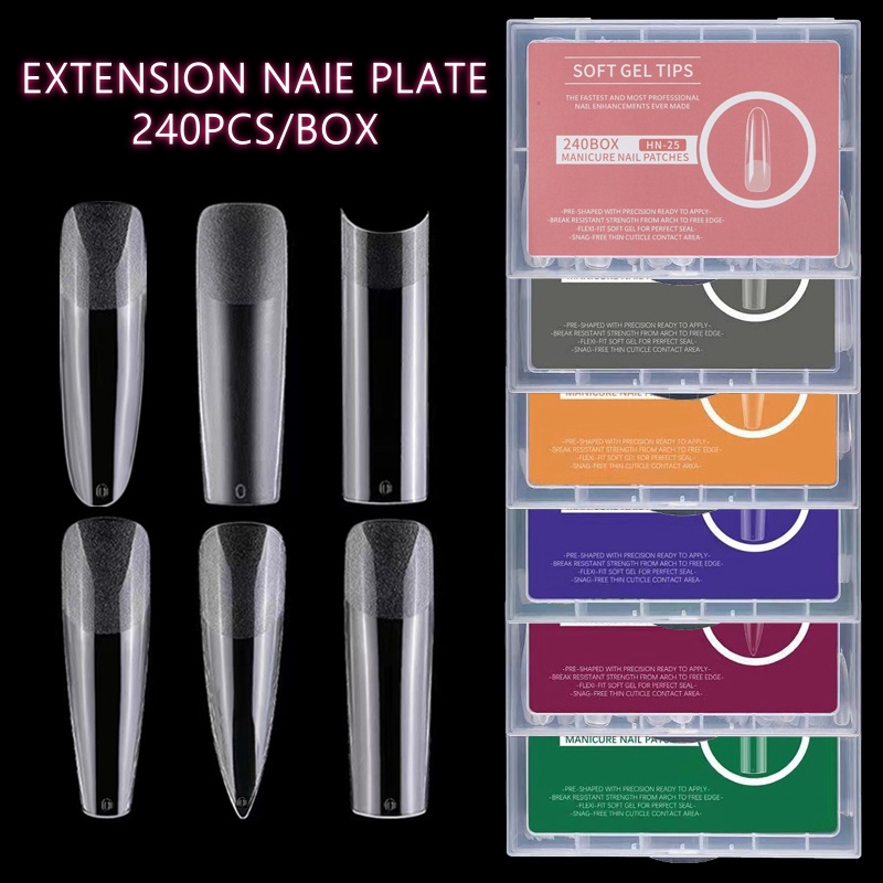 Nail Art Xxl - 240 pçs xxl longo quadrado completo