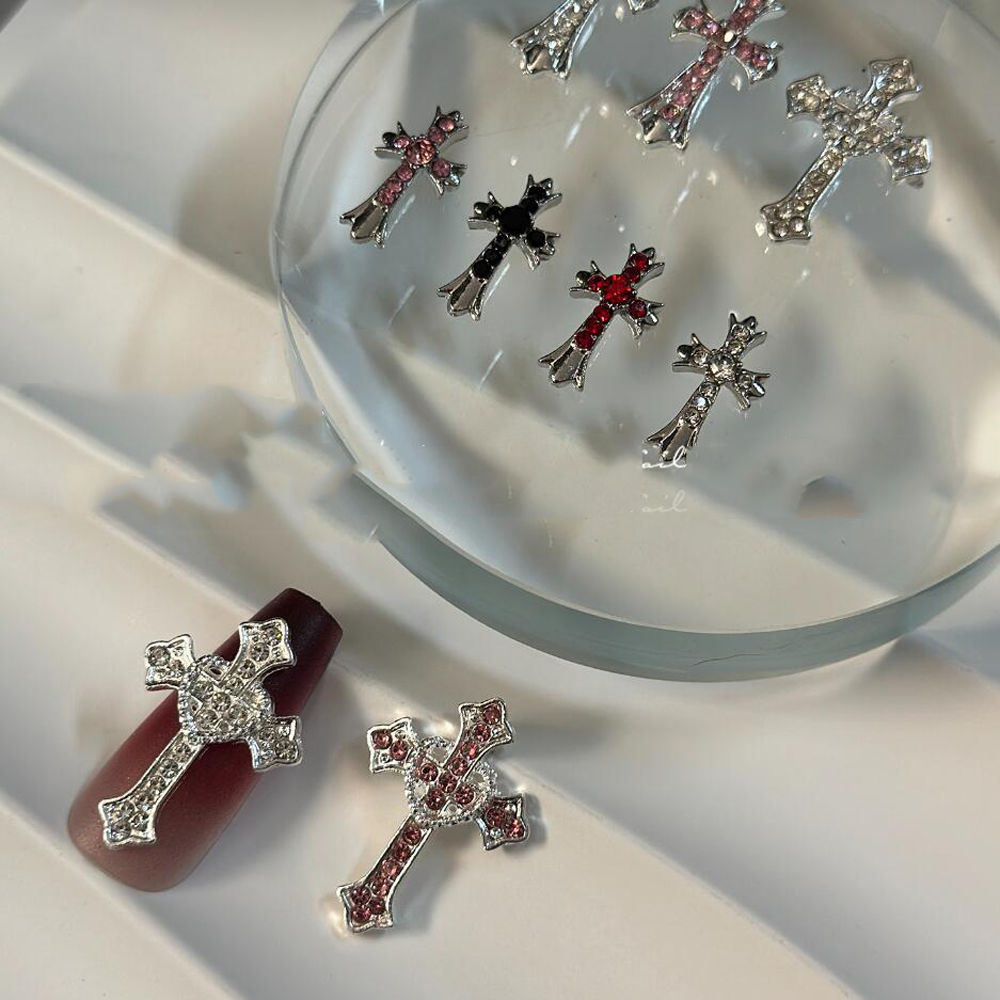 5 pçs xxl cruz de prata luxo a - Nail Art Xxl avaliação e preço