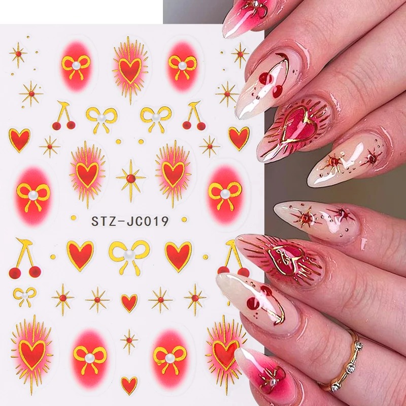 Adesivos de Coração Y2K com Ef - Nail Art Red Cherry avaliação e preço