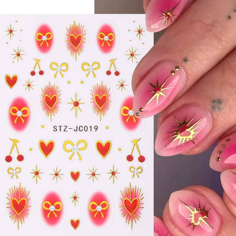 Adesivos de Coração Y2K com Ef - Nail Art Red Cherry avaliação e preço