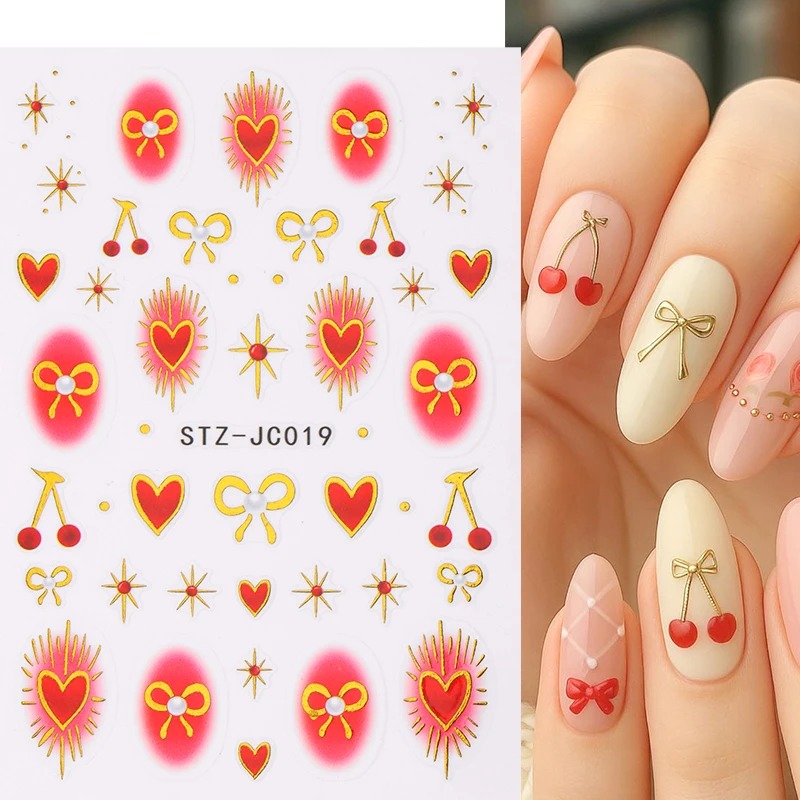 Adesivos de Coração Y2K com Ef - Nail Art Red Cherry avaliação e preço