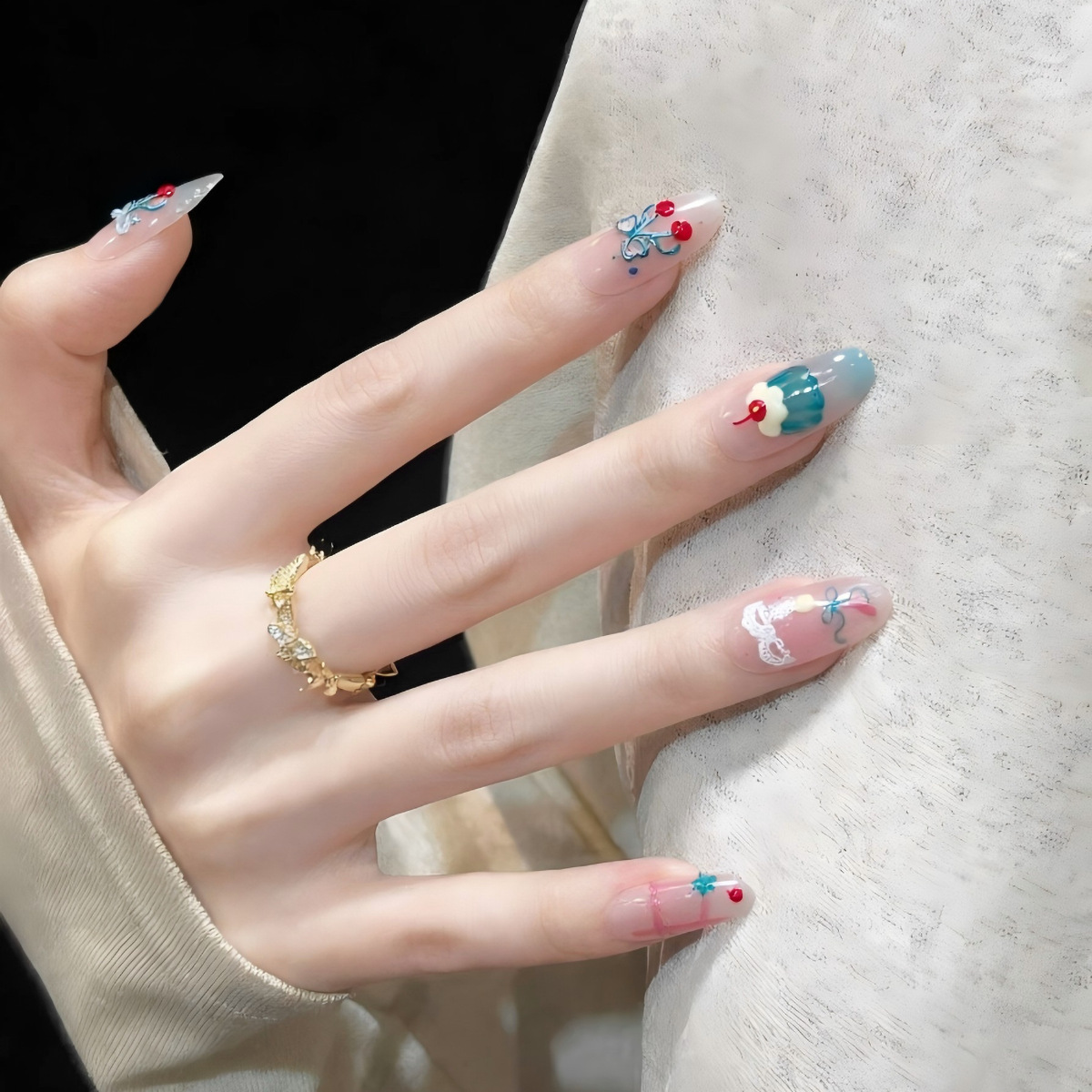 1Pç Adesivos de Unha de Cereja - Nail Art Red Cherry avaliação e preço
