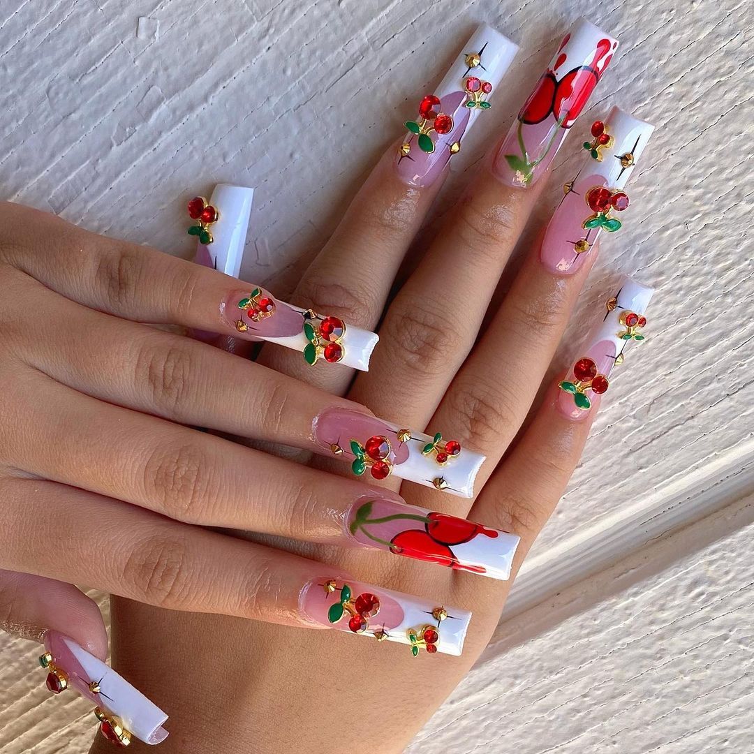 20 pçs/saco cereja aolly encan - Nail Art Red Cherry avaliação e preço