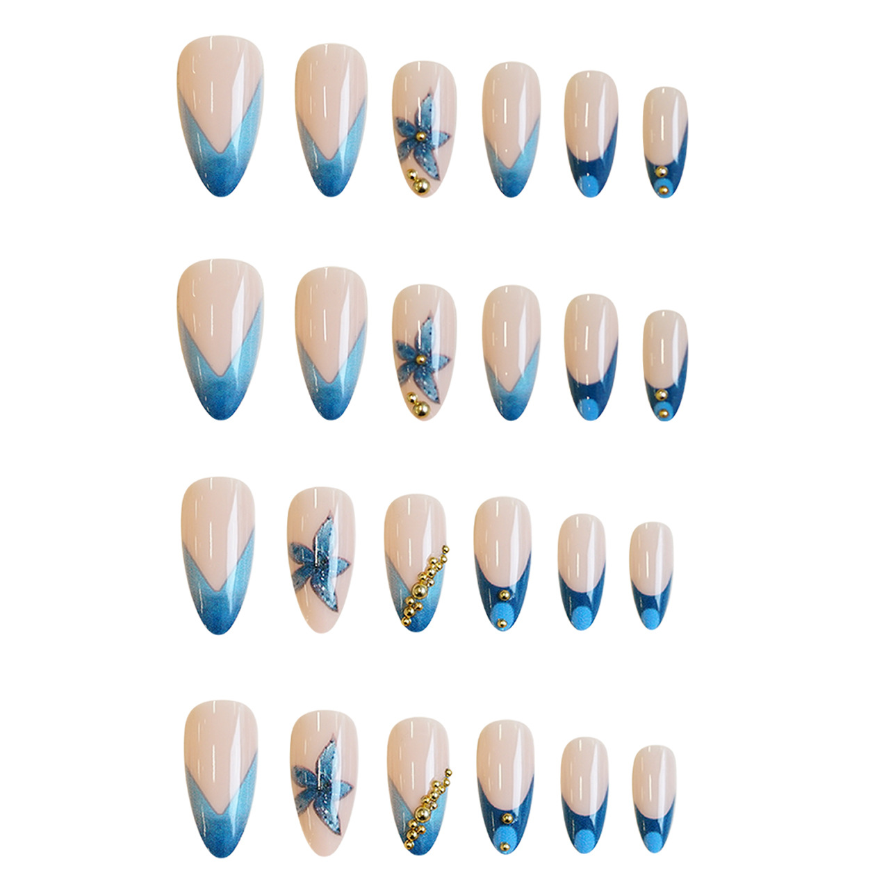 Unhas postiças nude com estamp - Nail Art Press On avaliação e preço