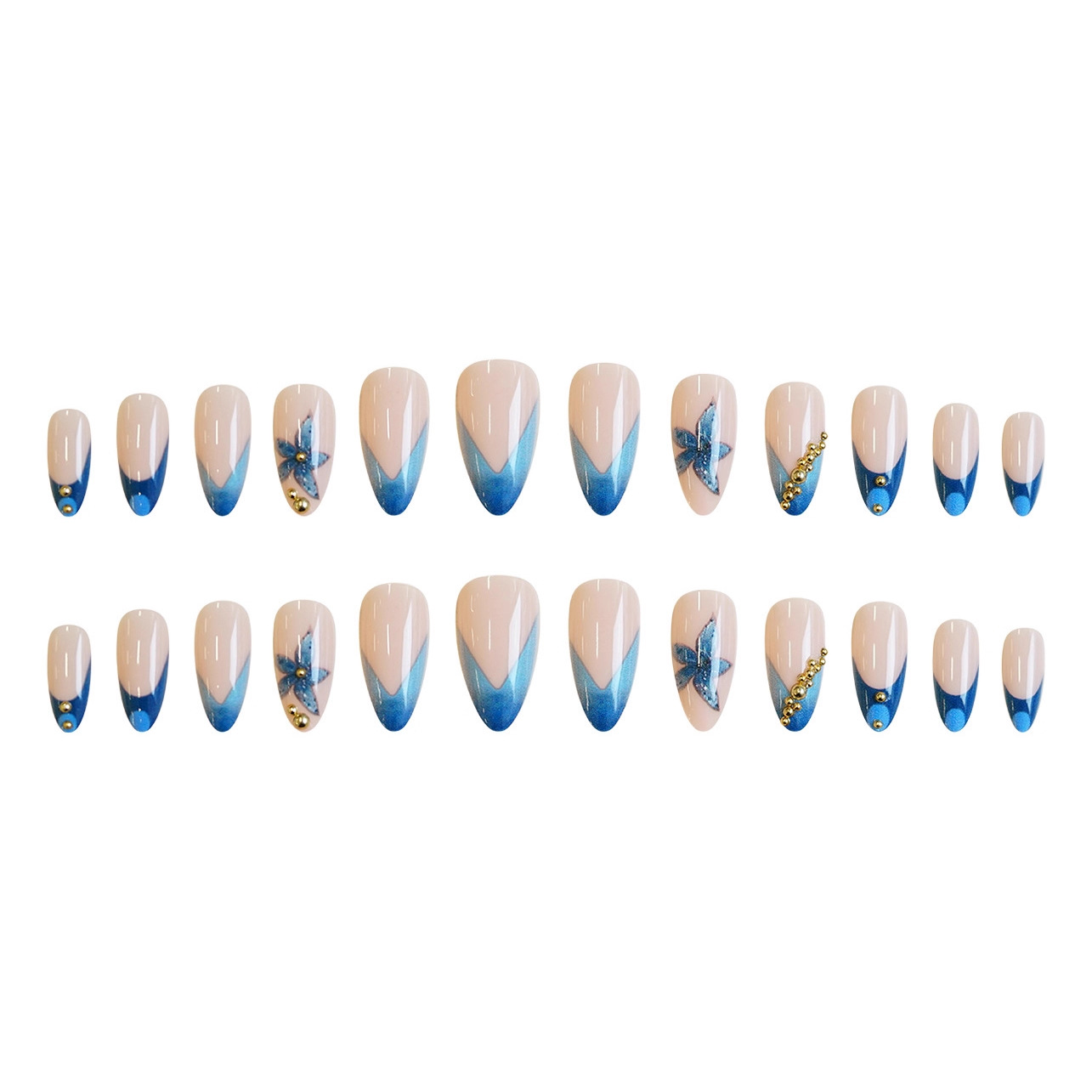 Unhas postiças nude com estamp - Nail Art Press On avaliação e preço
