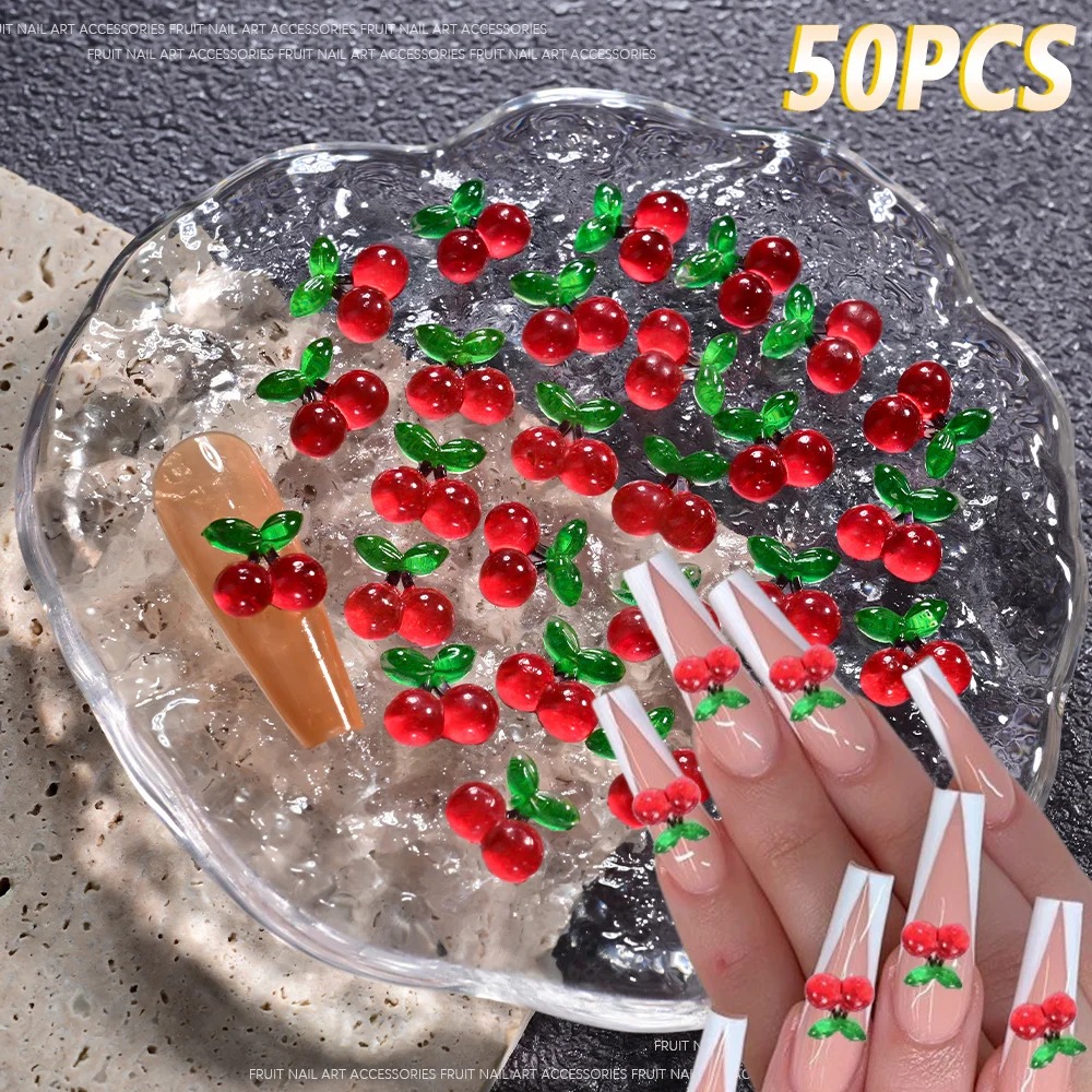 100 Peças de Acessórios 3D de  - Nail Art Red Cherry avaliação e preço