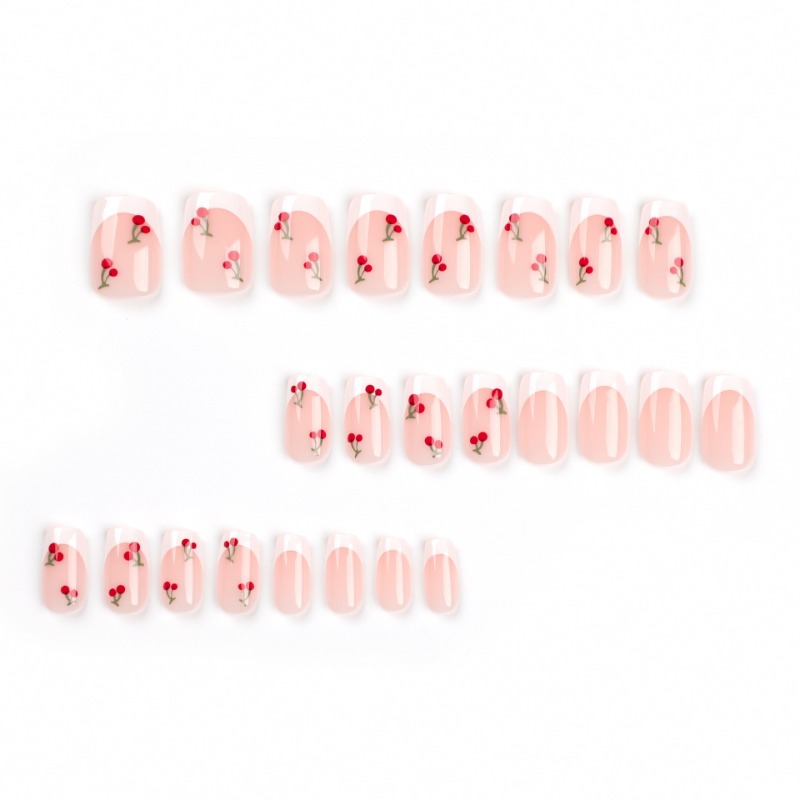 24 pçs branco francês quadrado - Nail Art Red Cherry avaliação e preço