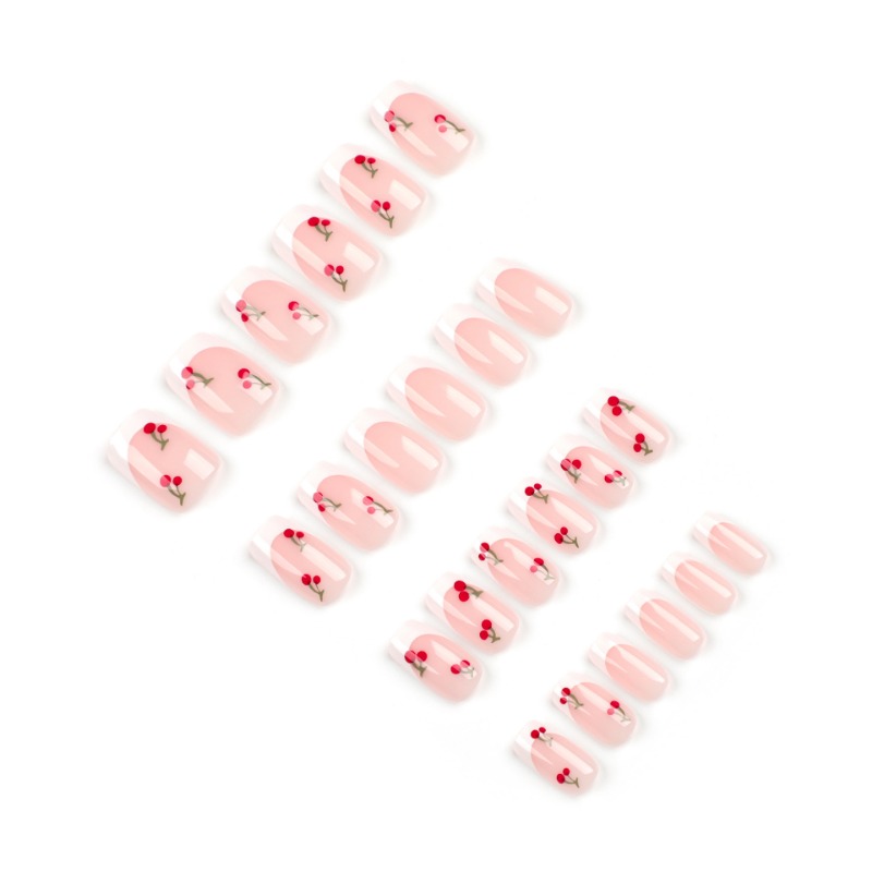 24 pçs branco francês quadrado - Nail Art Red Cherry avaliação e preço