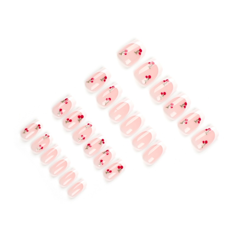 24 pçs branco francês quadrado - Nail Art Red Cherry avaliação e preço