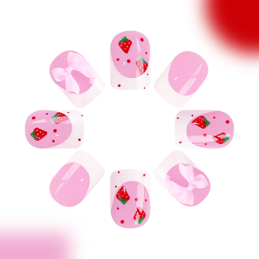 24 pçs vermelho morango projet - Nail Art Press On avaliação e preço