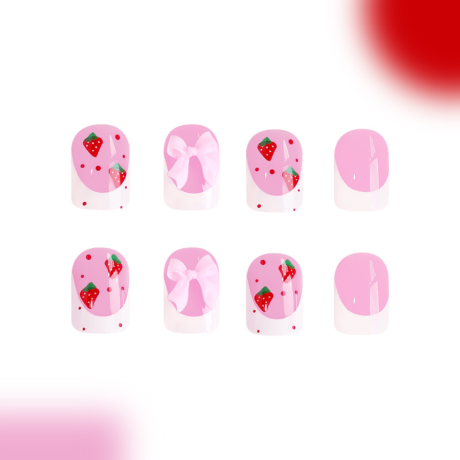 24 pçs vermelho morango projet - Nail Art Press On avaliação e preço