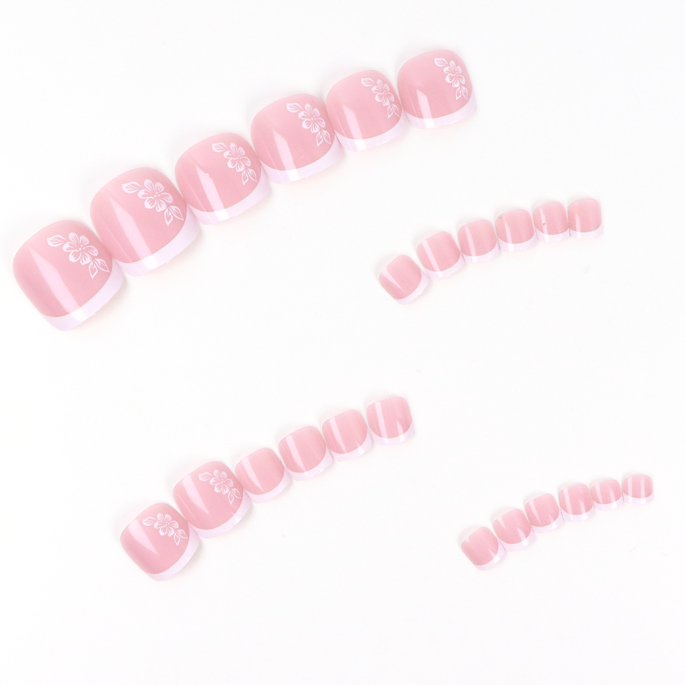 24 pçs curto quadrado rosa com - Nail Art Press On avaliação e preço