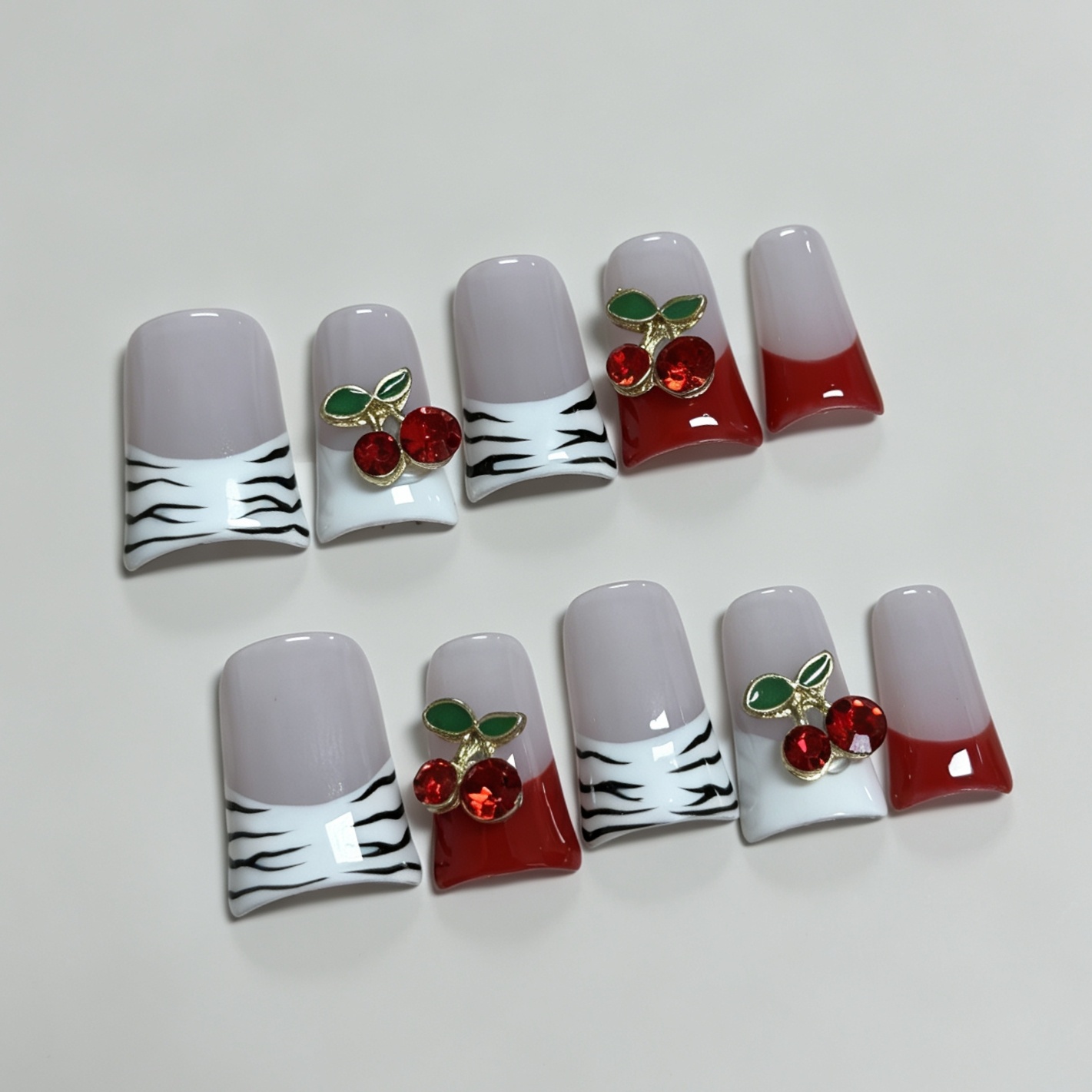 Unhas Postiças Quadradas Média - Nail Art Red Cherry avaliação e preço