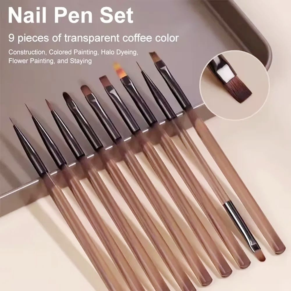 9 pçs escova de unhas para des - Nail Art Vector avaliação e preço