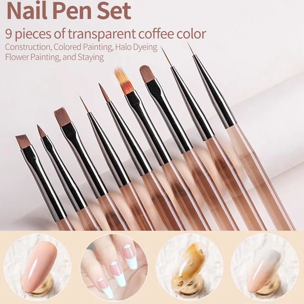 9 pçs escova de unhas para des - Nail Art Vector avaliação e preço