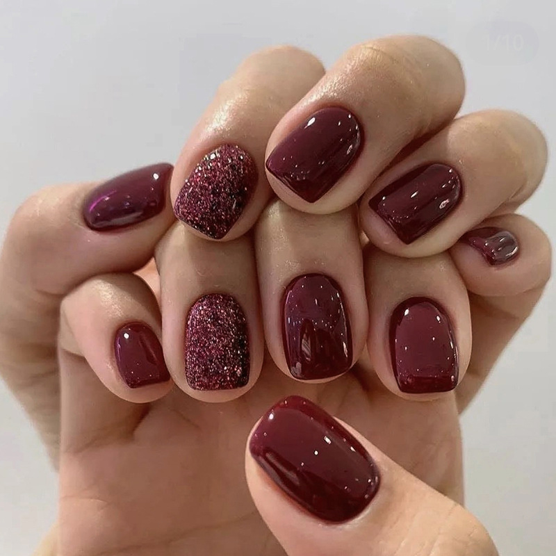 24 pçs cor sólida imprensa em  - Nail Art Press On avaliação e preço